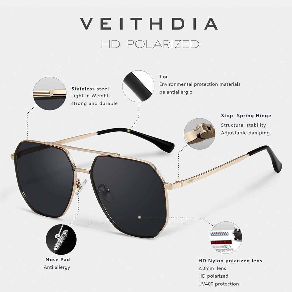 VEITHDIA kacamata Pria Wanita, - Sunglasses Aviator Polarized ulasan dan harga
